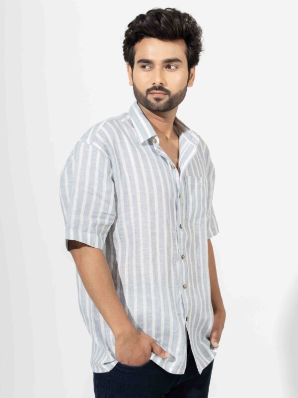 Oversized Half Sleeve Stripe Shirt - Image 2