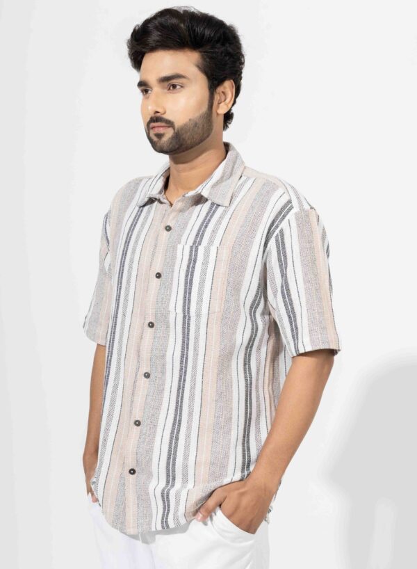 Oversized Half Sleeve Stripe Shirt