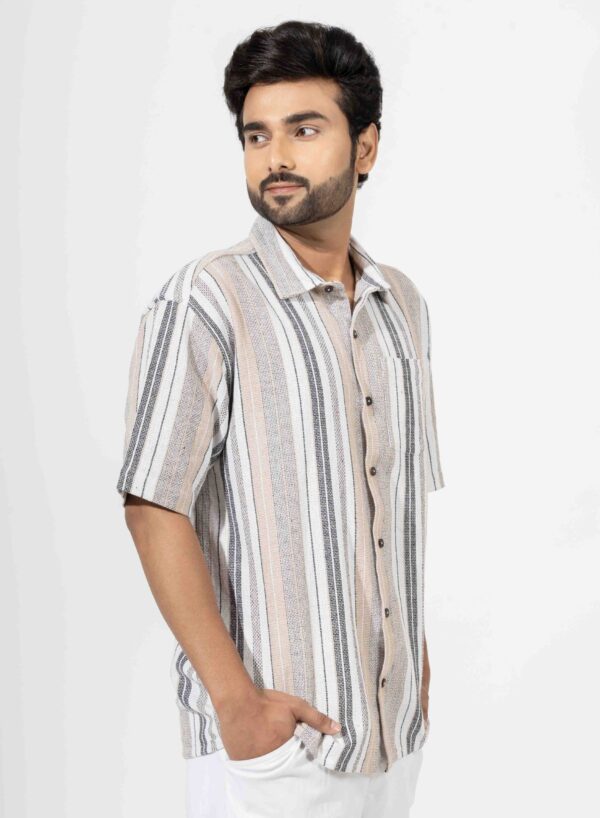 Oversized Half Sleeve Stripe Shirt - Image 2