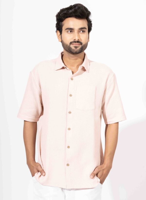 Oversized Dobby Textured Half Sleeve Shirt