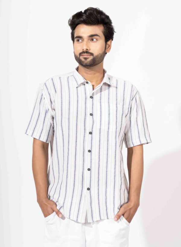 Oversized Half Sleeve Stripe Shirt