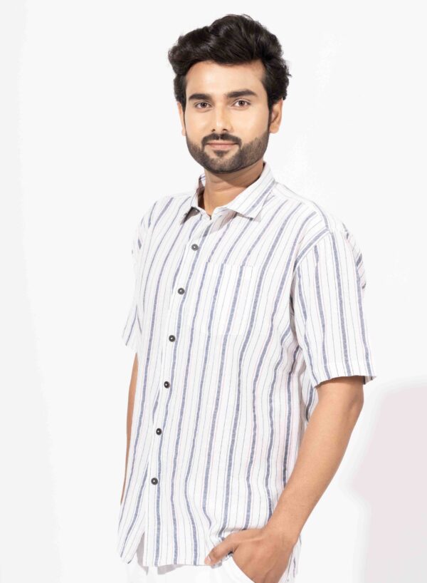 Oversized Half Sleeve Stripe Shirt - Image 2
