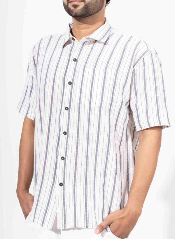 Oversized Half Sleeve Stripe Shirt - Image 5