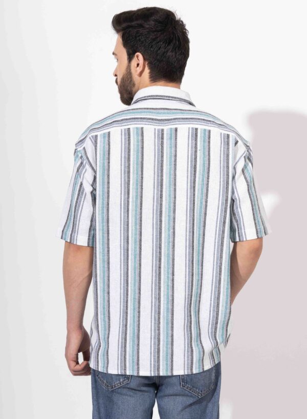 Oversized Half Sleeve Multicolor Stripe Shirt - Image 4