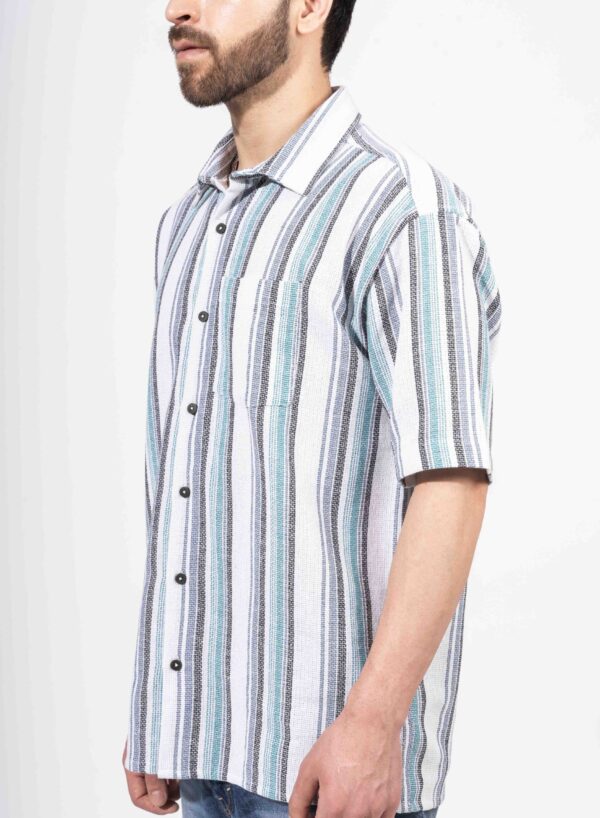 Oversized Half Sleeve Multicolor Stripe Shirt - Image 5