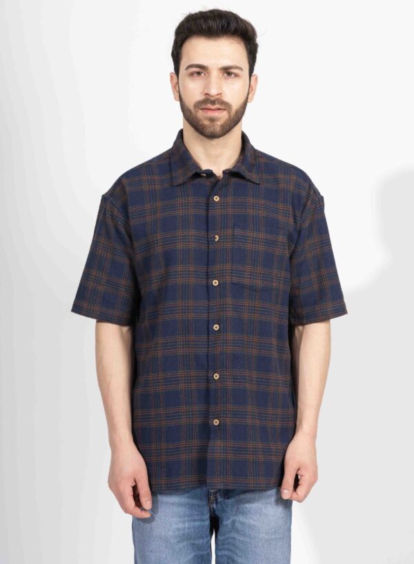 Oversized Half Sleeve Check Shirt