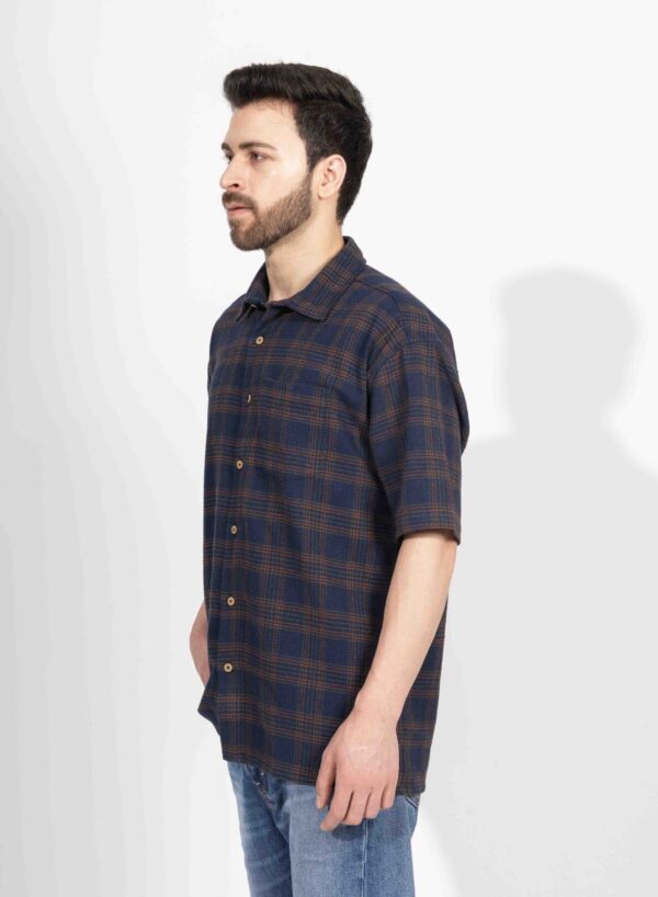 Oversized Half Sleeve Check Shirt - Image 3