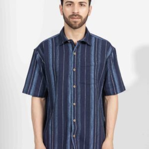 Oversized Half Sleeve Stripe Shirt