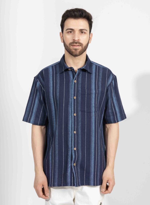 Oversized Half Sleeve Stripe Shirt