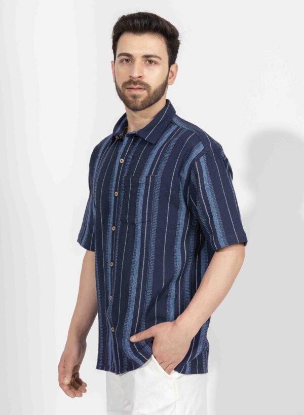 Oversized Half Sleeve Stripe Shirt - Image 2