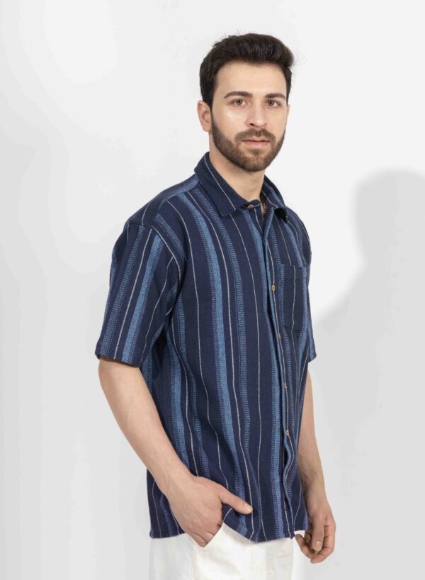 Oversized Half Sleeve Stripe Shirt - Image 3
