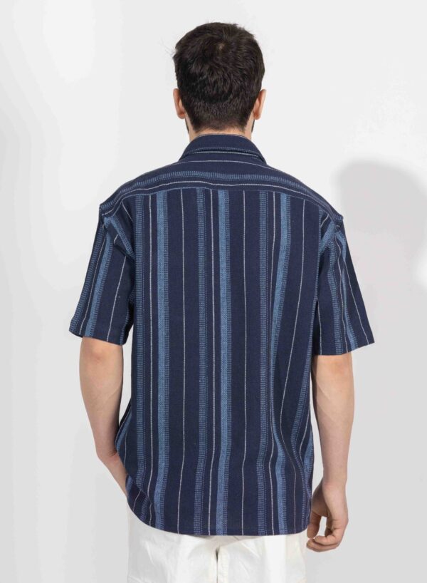 Oversized Half Sleeve Stripe Shirt - Image 4