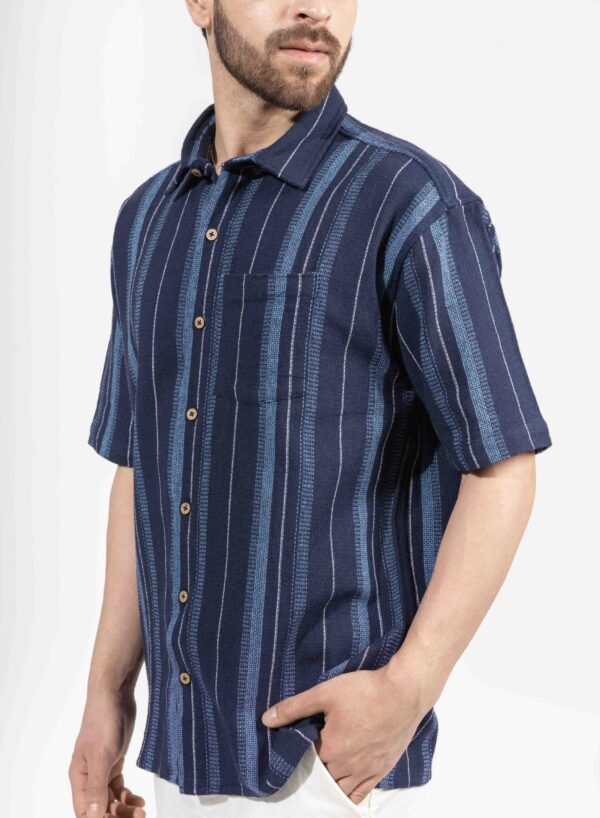 Oversized Half Sleeve Stripe Shirt - Image 5