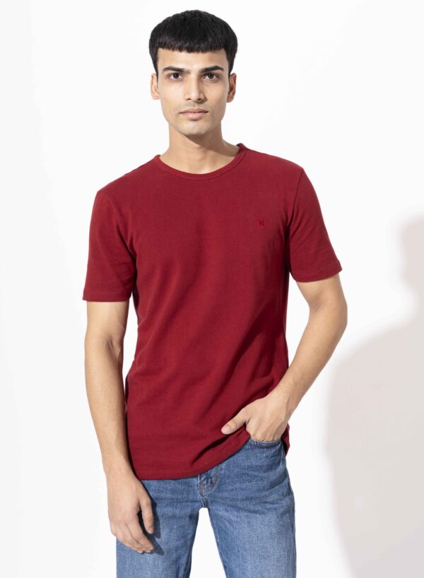 PIQUE T-SHIRT IN CHERRY RED - Image 4