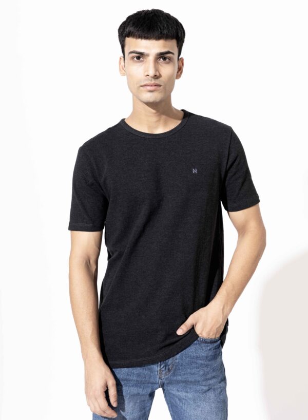PIQUE T-SHIRT IN CHARCOAL - Image 4