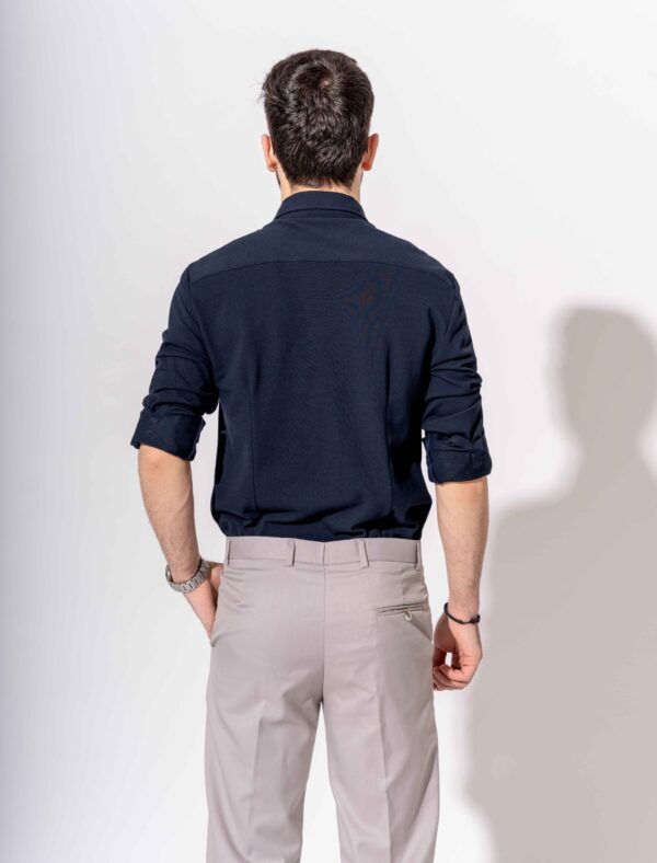 PIQUE FULL SLEEVE SHIRT IN NAVY - Image 5
