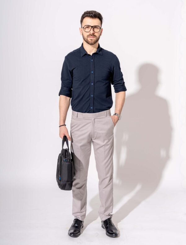 PIQUE FULL SLEEVE SHIRT IN NAVY - Image 2