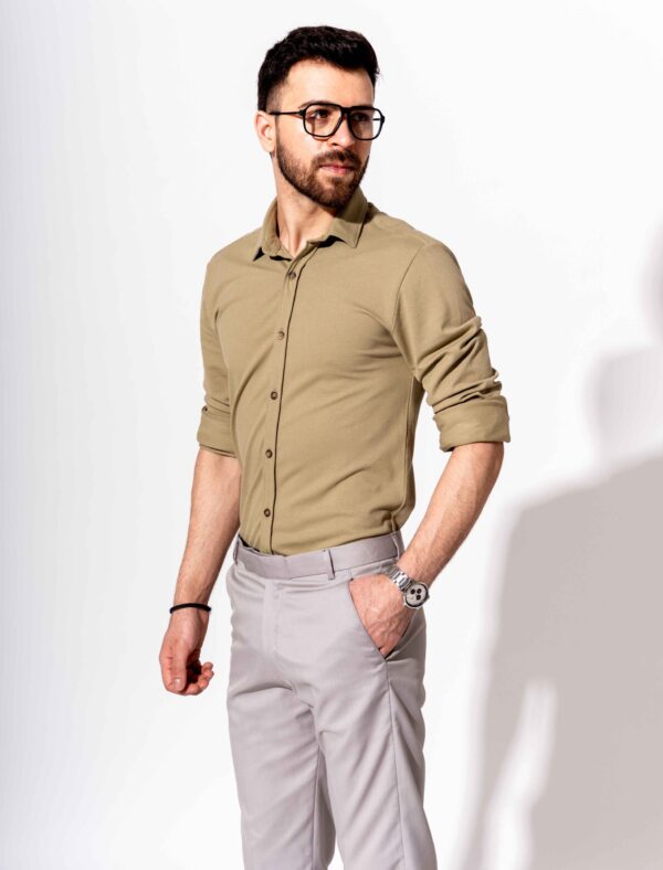 PIQUE FULL SLEEVE SHIRT IN MINT GREEN - Image 3