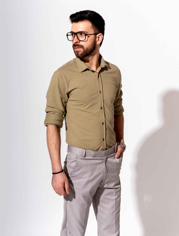 PIQUE FULL SLEEVE SHIRT IN MINT GREEN - Image 4