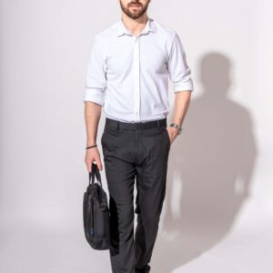 PIQUE FULL SLEEVE SHIRT IN WHITE